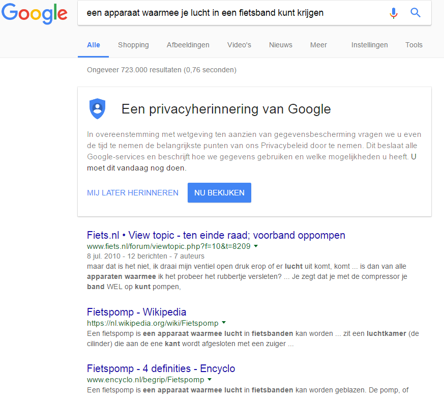 SERP voorbeeld